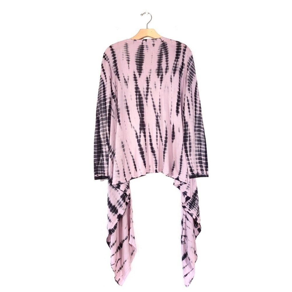 SOFT SURROUNDINGS Waterfall Open Front Hi-Low Cardigan Sweater in Pink Tie Dye - Picture 6 of 8